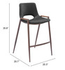 Zuo Modern Desi Counter Stool (Set of 2) Black & Walnut