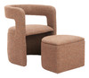 Zuo Modern Atria Accent Chair & Ottoman Tawny Brown
