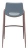Zuo Modern Desi Barstool (Set of 2) Azure Gray & Walnut