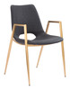 Zuo Modern Desi Dining Chair (Set of 2) Black & Gold