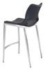 Zuo Modern Ace Counter Stool (Set of 2) Black & Silver
