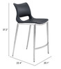 Zuo Modern Ace Counter Stool (Set of 2) Black & Silver