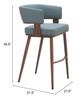 Zuo Modern Poise Barstool Azure Gray & Walnut