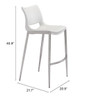 Zuo Modern Ace Barstool (Set of 2) White & Silver