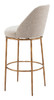 Zuo Modern Nordhavn Swivel Barstool Beige & Gold