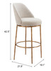 Zuo Modern Nordhavn Swivel Barstool Beige & Gold