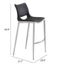 Zuo Modern Ace Barstool (Set of 2) Black & Silver