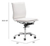 Zuo Modern Lider Plus Armless Office Chair White