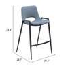 Zuo Modern Desi Counter Stool (Set of 2) Azure Gray