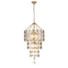 Lucas + McKearn Meridian 9 Light Pendant in Antiqued Gold Leaf with Smokey Grey Glass