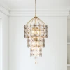 Lucas + McKearn Meridian 9 Light Pendant in Antiqued Gold Leaf with Smokey Grey Glass