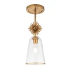  Lucas + McKearn Staring 1 Light Mini Pendant in Clear Glass with Antiqued Gold Leaf Finish