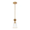  Lucas + McKearn Staring 1 Light Mini Pendant in Clear Glass with Antiqued Gold Leaf Finish