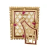 Jay Strongwater Emilia Stone Edge 3" x 4" Crystal Picture Frame with Jewel