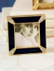 Jay Strongwater Leland Pave Corner 2" Crystal Picture Frame in Delft Garden