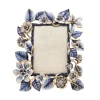 Jay Strongwater Lars Dutch Floral 5" x 7" Crystal Picture Frame in Delft Garden