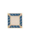 Jay Strongwater Leland Pavé Corner 2" Crystal Picture Frame in Sapphire