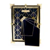 Jay Strongwater Geraldine Art Deco 5" x 7" Crystal Picture Frame in Delft Garden