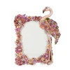 Jay Strongwater Agnes 5" x 7" Floral Flamingo Crystal Picture Frame