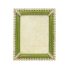 Jay Strongwater Emilia Stone Edge Leaf Green 3" x 4" Crystal Picture Frame