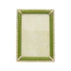 Jay Strongwater Lorraine Stone Edge Leaf Green 4" x 6" Crystal Picture Frame