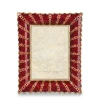 Jay Strongwater Blair Ruffled Edge Ruby 5" x 7" Crystal Picture Frame