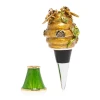 Jay Strongwater Mead Beehive Jeweled Wine Stopper with Stand