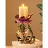 Jay Strongwater Meredith Floral 9" Pillar Candle Holder - Brocade