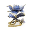 Jay Strongwater Aimee Floral 7" Pillar Candle Holder - Delft Garden