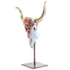 Jay Strongwater Kayden Cow Skull with Flowers Objet
