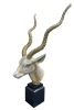 Jay Strongwater White and Gold Antelope Objet with Black Marble Base