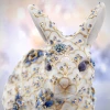 Jay Strongwater Jing Floral Rabbit Figurine in Blue