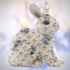 Jay Strongwater Jing Floral Rabbit Figurine in Blue