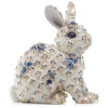 Jay Strongwater Jing Floral Rabbit Figurine in Blue