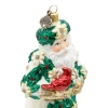 Jay Strongwater White and Gold Poinsettia Santa Ornament
