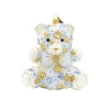 Jay Strongwater Blue Floral Teddy Glass Ornament