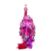 Jay Strongwater Bright Pink Peacock Glass Ornament Clip