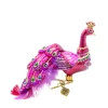 Jay Strongwater Bright Pink Peacock Glass Ornament Clip