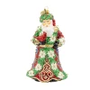 Jay Strongwater Floral Santa Glass Ornament