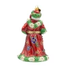 Jay Strongwater Floral Santa Glass Ornament