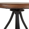 World Interiors - Artezia Height Adjustable Stool in Acacia and Iron with Walnut Finish