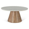 World Interiors - Caldera Coffee Table with White Travertine and Light Oak Base