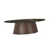 World Interiors - Caldera 52" Oval Coffee Table in Lava Marble with Dark Mango Base