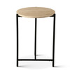 World Interiors - Charleston 18" Side Table in Travertine Stone and Iron