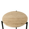 World Interiors - Charleston 18" Side Table in Travertine Stone and Iron