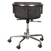 World Interiors - Chiavari Swivel Office Chair in Antique Ebony Leather and Antique Zinc