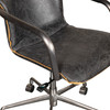 World Interiors - Chiavari Swivel Office Chair in Antique Ebony Leather and Antique Zinc