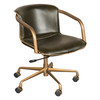 World Interiors - Chiavari Swivel Office Chair in Emerald Green Leather and Antique Gold