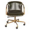 World Interiors - Chiavari Swivel Office Chair in Emerald Green Leather and Antique Gold