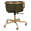 World Interiors - Chiavari Swivel Office Chair in Emerald Green Leather and Antique Gold